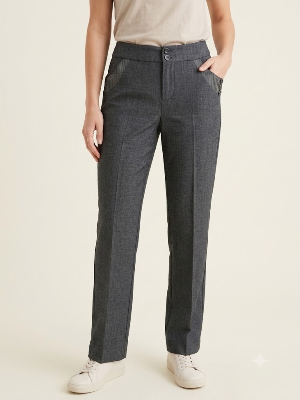 Vintage Boutique Classic Parisian Straight-Leg Dress Pants Charcoal